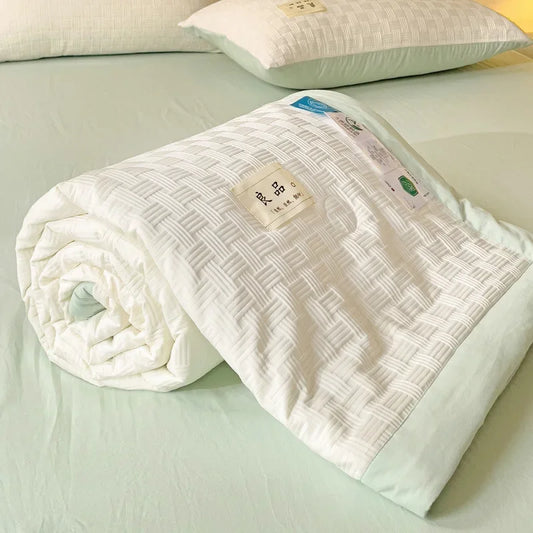 DecorBites™ Jacquard Summer Cool Blanket: Light & Breathable Comforter for Double & Single Beds