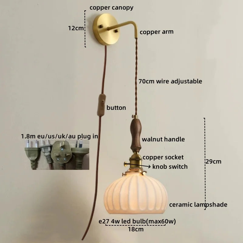 مصابيح حائط LED سيراميكية نحاسية من DecorBites™ - تصميم عصري شمالي