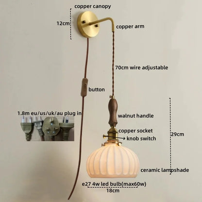 مصابيح حائط LED سيراميكية نحاسية من DecorBites™ - تصميم عصري شمالي