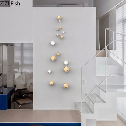 DecorBites™ Gold Ball Wall Hanging Ornaments Spherical Crafts Room Decor Display Pendants