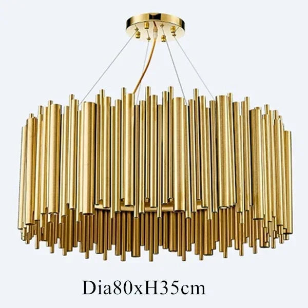DecorBites™ Gold Brubeck LED Chandelier Pendant Light - Stylish Aluminum Alloy Tube Suspension Luminaire