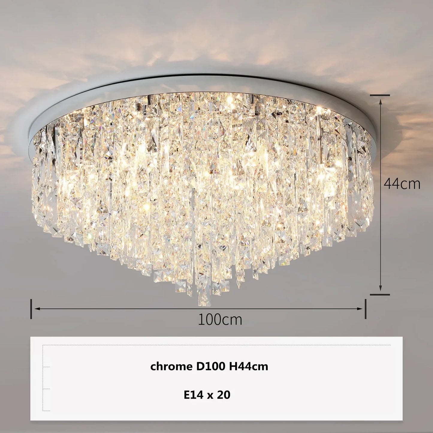 DecorBites™ Crystal Steel LED Ceiling Chandelier, Modern Art Deco Lighting Fixture