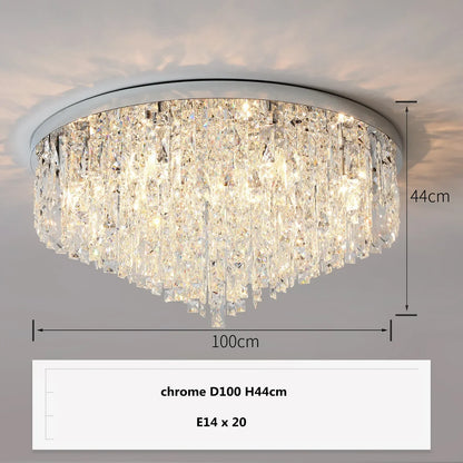 DecorBites™ Crystal Steel LED Ceiling Chandelier, Modern Art Deco Lighting Fixture