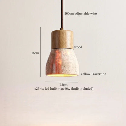 DecorBites™ LED Hanging Lamps Yellow Travertine Pendant Lighting for Bedroom Living Dining Room