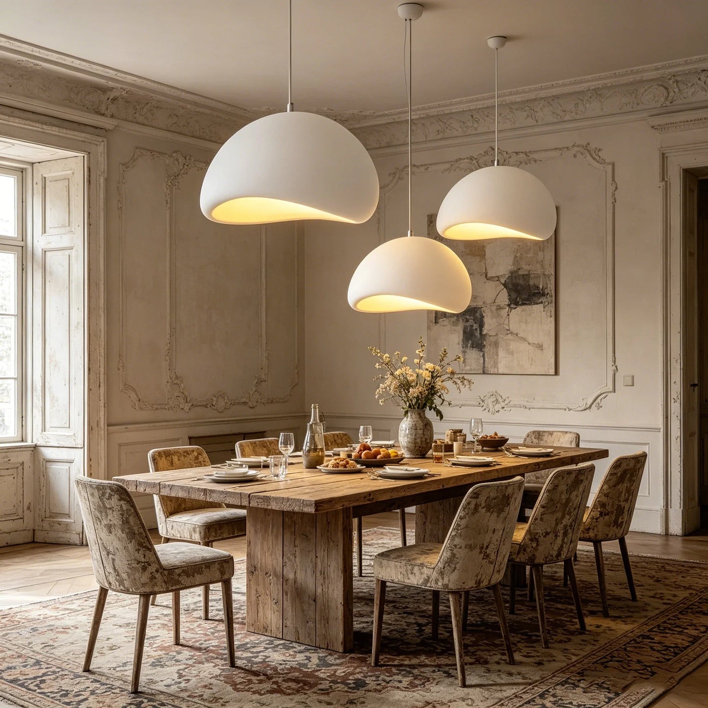 Nordic Wabi-Sabi White Or Gray Sculptural Pendant Light