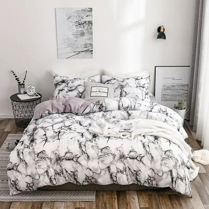 Decobites Marble Print Duvet Cover Set - Soft Comfortable Bedding Set