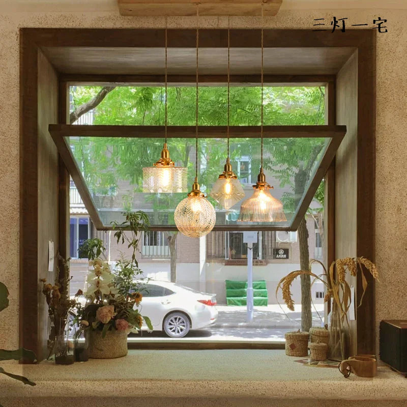 DecorBites™ Clear Glass LED Pendant Light: Modern Copper Hanging Lamp for Home Indoor Decor