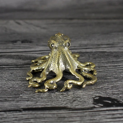 DecorBites™ Brass Octopus Sculpture: Golden Metal Home Decor Figurine