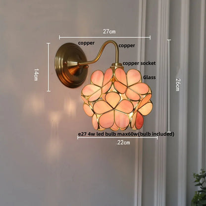 DecorBites™ Green Glass LED Wall Light with Copper Knob Switch for Modern Home Décor
