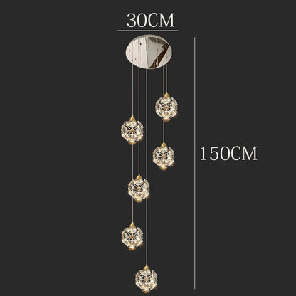 DecorBites™ Crystal Chandelier Stair Pendant Lamp Living Room Interior Lighting