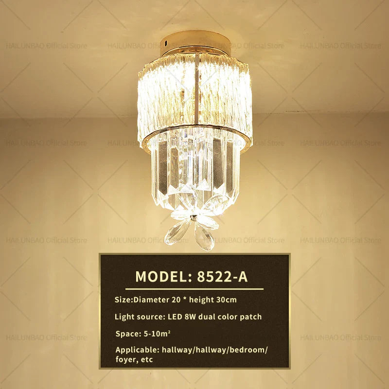 DecorBites™ Elegant Crystal Ceiling Light for Entryway, Stairs, and Hallway