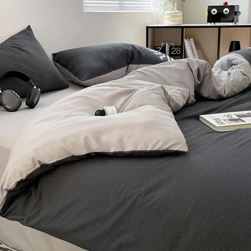 DecorBites™ Bubble Cotton Quilt Sets | Ultra Soft Fitted Sheet Set | King Queen Bed Set