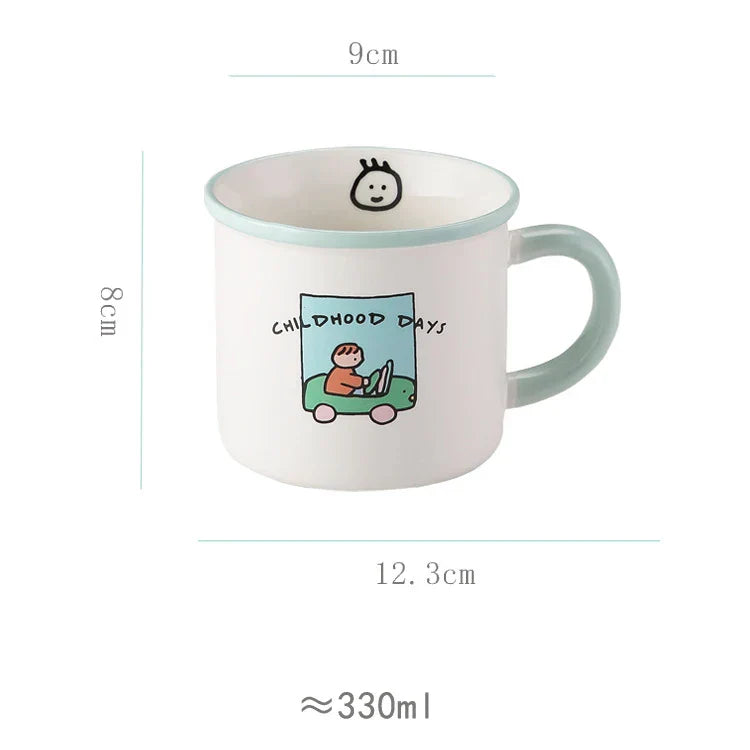 DecorBites™ Lovers Cartoon Pattern Porcelain Coffee Mug Tea Cup for Dining Table
