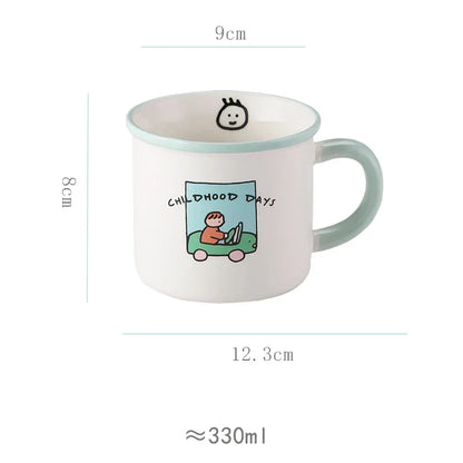 DecorBites™ Lovers Cartoon Pattern Porcelain Coffee Mug Tea Cup for Dining Table