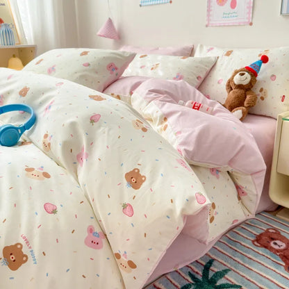 DecorBites™ Cartoon Printed Cotton Quilt Cover Set - Soft, Breathable, Colorfast Bedding