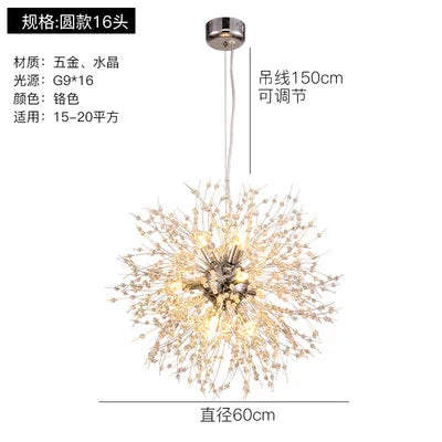 Lámparas colgantes DecorBites™ con forma de diente de león de cristal para una decoración elegante del hogar