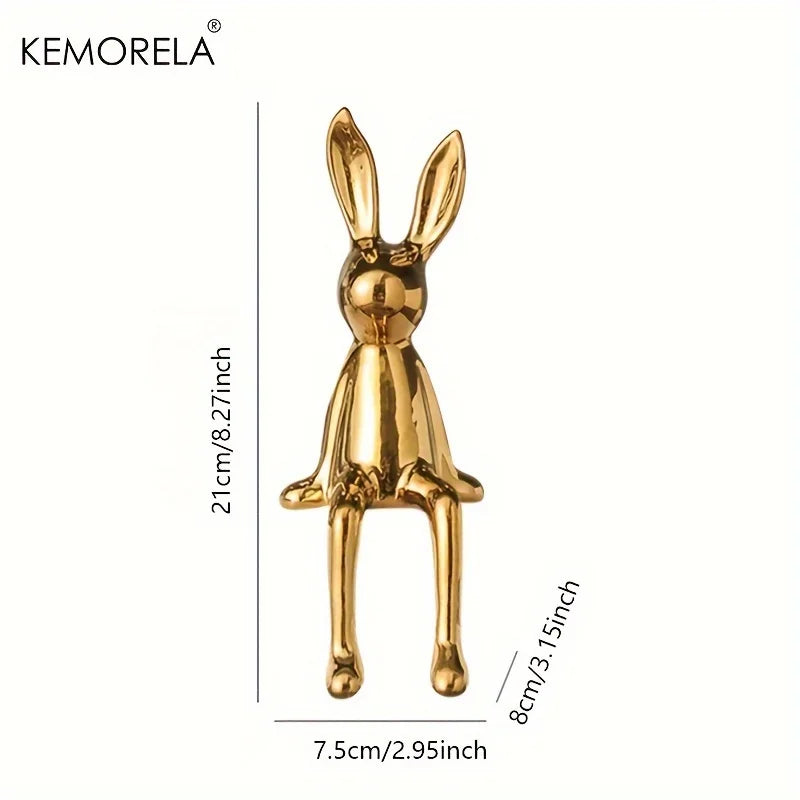 DecorBites™ Ceramic Long-Eared Sitting Rabbit Ornament - Luxury Home Decor Accent