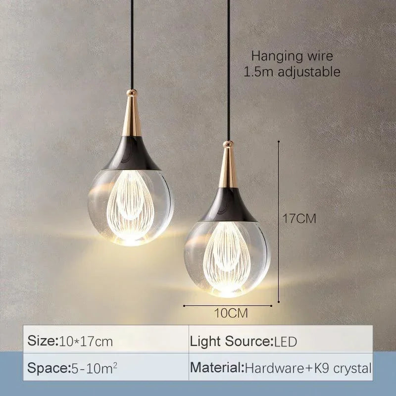 DecorBites™ Crystal LED Ball Pendant Chandelier for Dining Room, Bedroom, Kitchen, and Restaurant decor