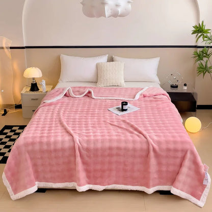 DecorBites™ Imitation Rabbit Velvet Warm Blanket: Soft Fluffy Coral Fleece Lap Sofa Throw Blanket