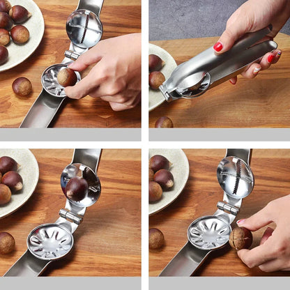 DecorBites™ Chestnut Opener: Stainless Steel Quick Clip Cracker & Pliers Tool