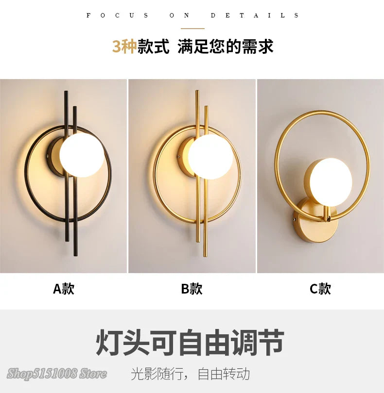 ديكوربايتس™ مصباح حائط LED على شكل كرة زجاجية، إضاءة عصرية فاخرة للديكور المنزلي