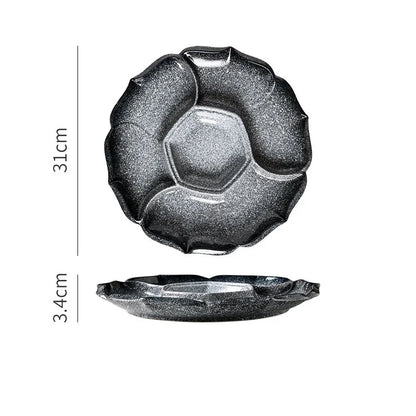 Plato llano de cerámica DecorBites™ con 4 compartimentos - Vajilla retro para frutas, aperitivos y postres