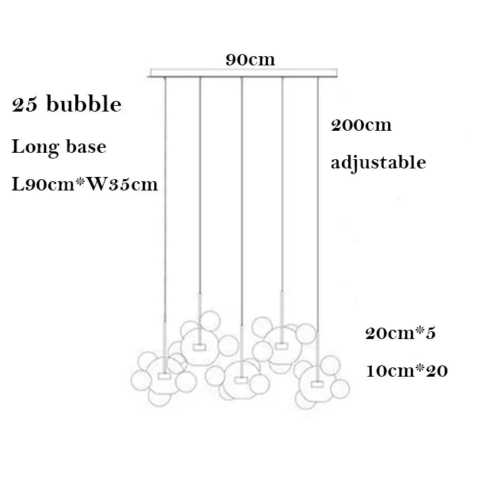 DecorBites™ Bubble Ball Pendant Light: Golden Iron Glass Lamp for Kitchen Island, LED Fixtures