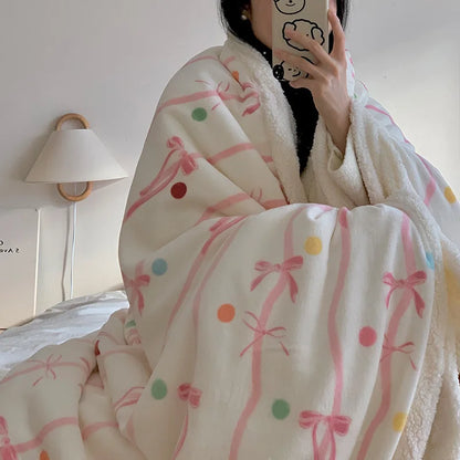 DecorBites™ Korean Cartoon Plush Blanket, Soft Nap Sofa Cover for Home Dormitory