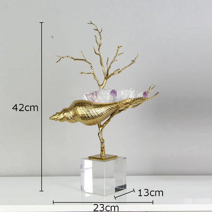 DecorBites™ Golden Conch Metal Sculpture Decorative Figurine Artwork for Modern Home Decor