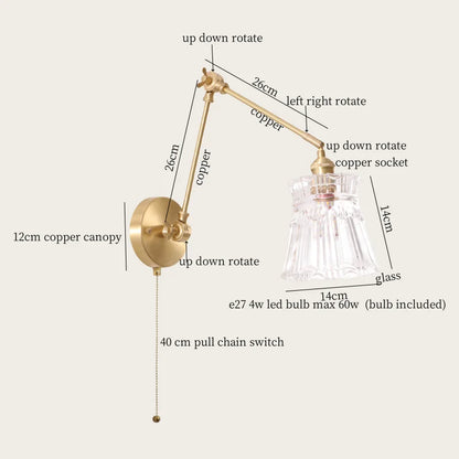 Decorbites™ Grüne Glas-LED-Wandleuchten mit Zugkette Vintage-Messing Heimdekoration
