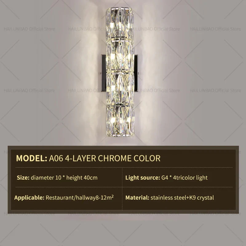 DecorBites™ Crystal Wall Lamp: Elegant Living Room TV Background Bedroom Bedside Light