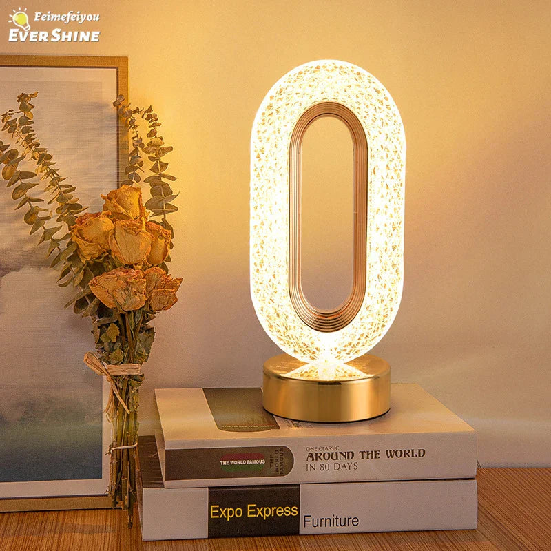Lámpara de mesa LED de cristal DecorBites™ con control táctil y mando a distancia para dormitorio y sala de estar