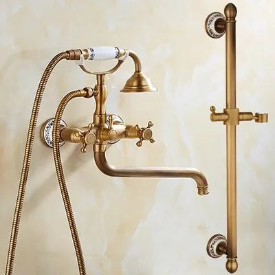 DecorBites™ Brass Bathtub Shower Set Wall Mounted - Hot and Cold Mixer Taps