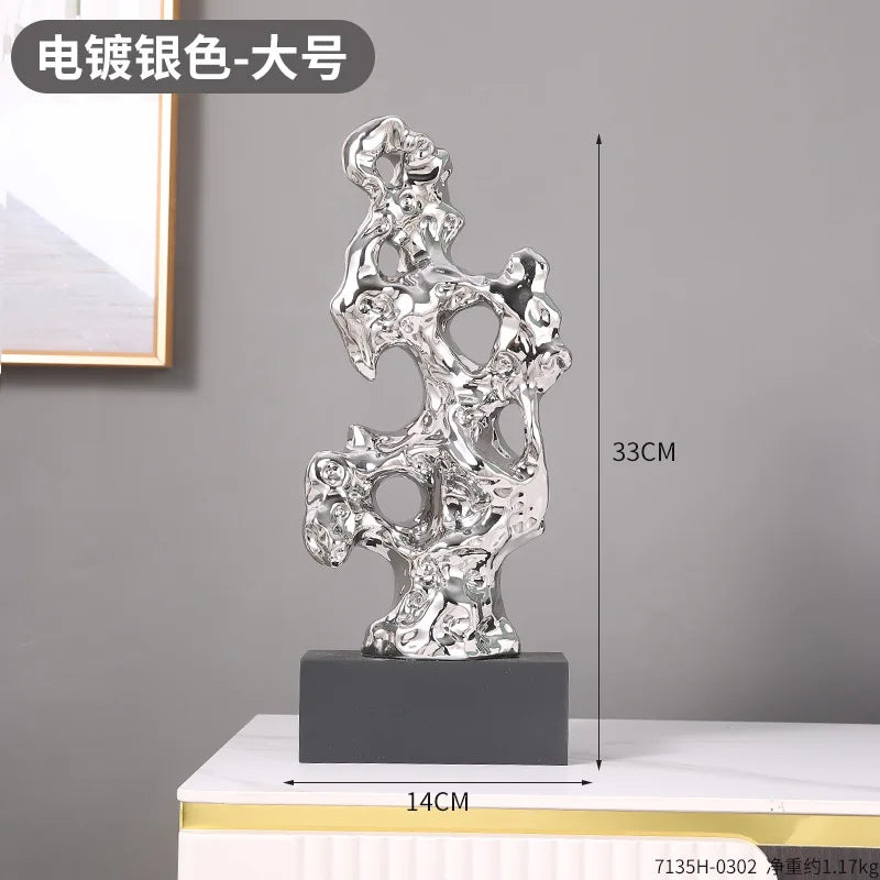 DecorBites™ Gold Hollow Stone Statue Coral Sculpture Home Decor Figurines