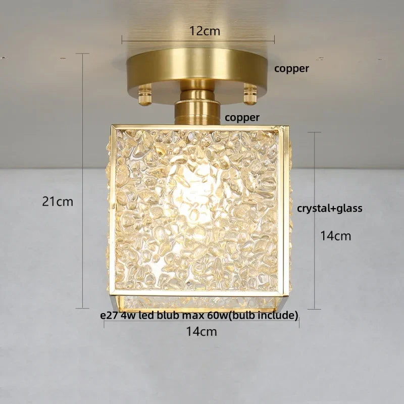 DecorBites™ Crystal Glass LED Ceiling Light Copper Canopy Nordic Modern Design
