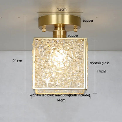 DecorBites™ Crystal Glass LED Ceiling Light Copper Canopy Nordic Modern Design
