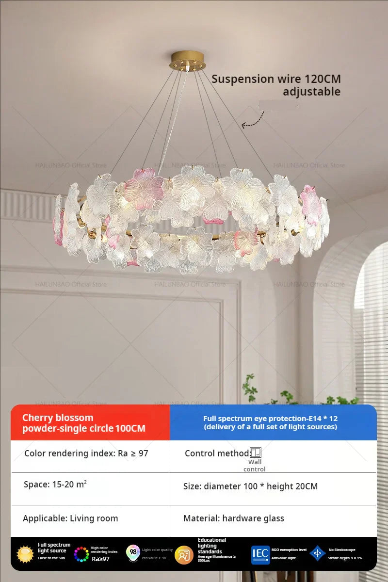 DecorBites™ Petals Crystal Chandelier Light: French Living Room & Dining Room Luxury Lighting