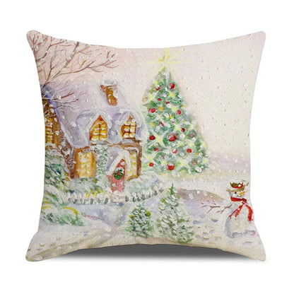 DecorBites™ Christmas Pillowcase: Santa Claus Snowman Print for Living Room Sofa Decor