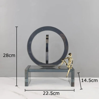 DecorBites™ Crystal Geometric Ring Chair Base Decor - Golden Figurine Statue for Room Aesthetic