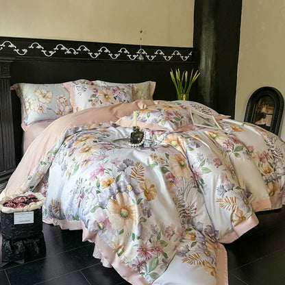 DecorBites™ Egyptian Cotton Bedding Set: Queen King Full Size Sheet Pillowcase Comforter Cover