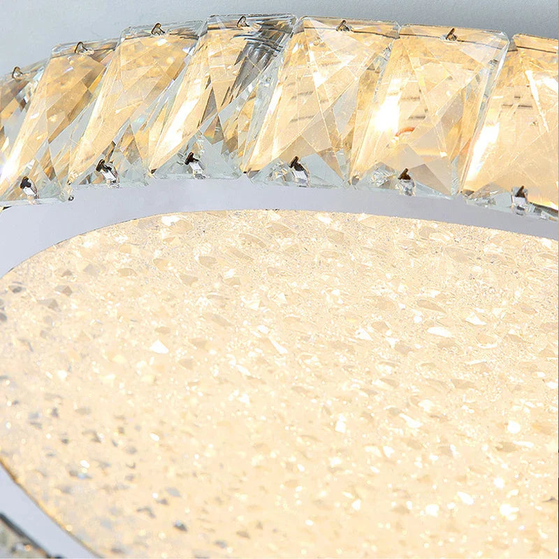 DecorBites™ Crystal LED Ceiling Lamp: Luxury Golden Glossy Lighting Fixture for Living Room