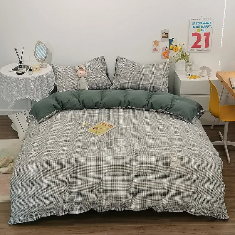 Decorbites™ Japanisches Gittermuster-Bettwäsche-Set für alle Jahreszeiten, Queen/King-Größe Steppdecke