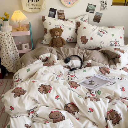 DecorBites™ Korean Floral Print Single Duvet Cover: Sweet Comfort, All Seasons, Skin-Friendly