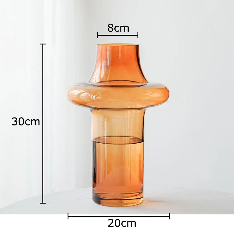 DecorBites™ Amber Glass Vase Hydroponics Flower Pots Room Decor Arrangement Floral Vases