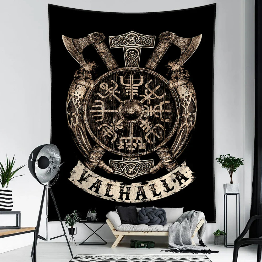 Decobites Viking Symbols Tapestry Wall Hanging for Psychedelic Home Decor