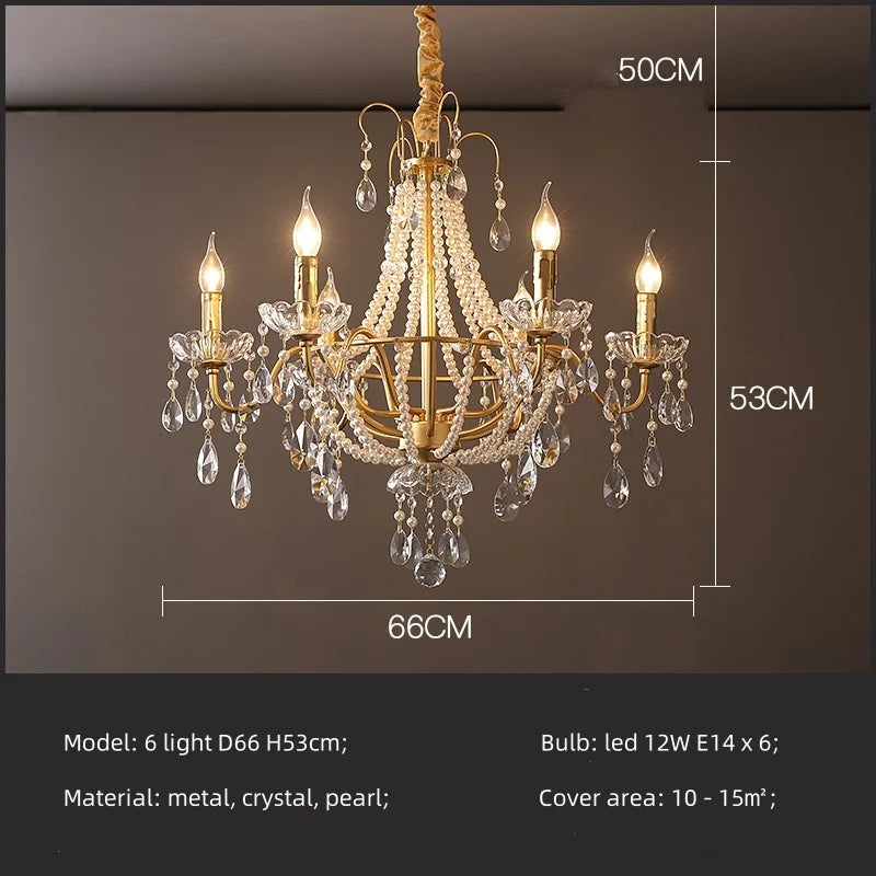 Decorbites™ Lámpara de Araña de Perlas de Cristal Dorado Luces LED de Colgante Decoración de Lujo para Sala de Estar