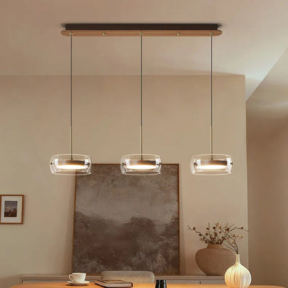 Modern Glass Ring Pendant Light in Iron