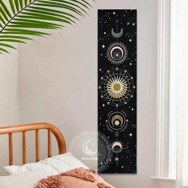 Moon Phase Starry Sky Tapestry Wall Hanging for Mystical Home Decor by Decobites