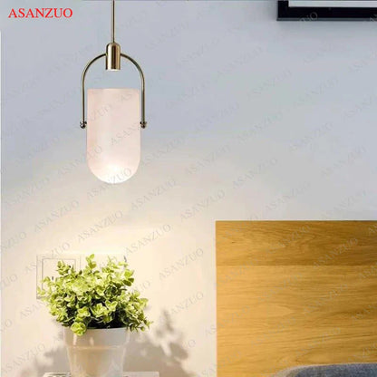 DecorBites™ Gradient Glass Pendant Light: Modern Nordic Hanging Fixture for Bedside Living Dining Decor