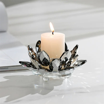 DecorBites™ Crystal Lotus Candle Holder Aromatherapy Base Candelabros